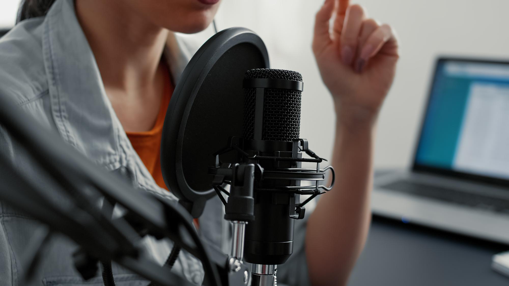 Closeup of audio recorder